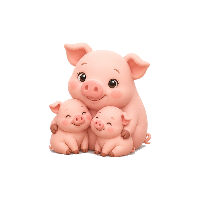 Maternidad porcina animada